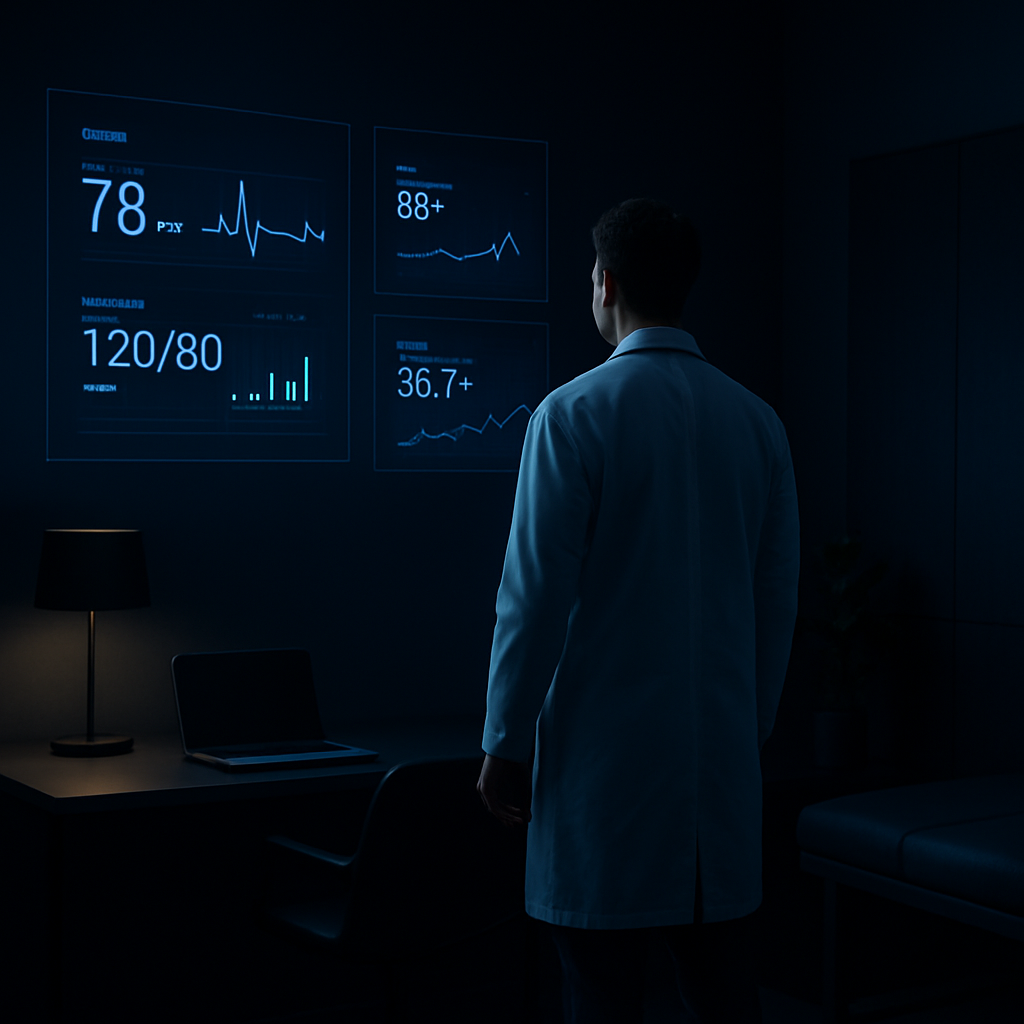 Clínica médica sofisticada com indicadores de saúde e performance